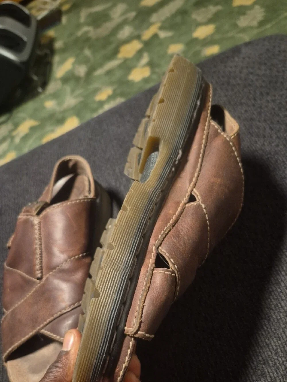 Dr. Martens Brown Leather Open-Toe Sandal with Stitched Sole